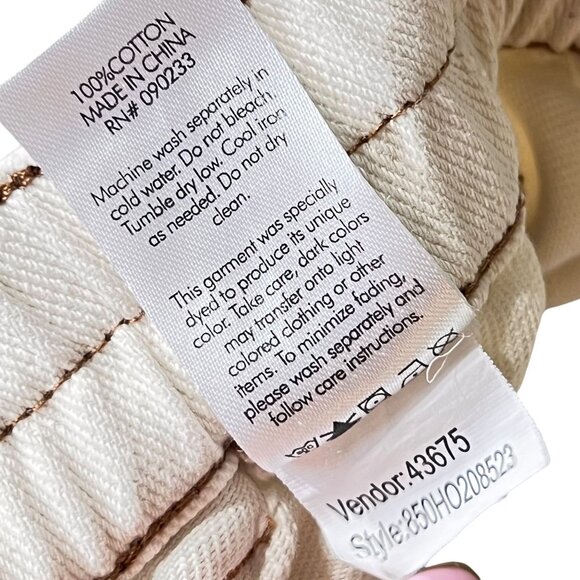 PacSun White High Waisted Cargo Pants Elastic Waist Pockets M Contrast Stitching - Picture 11 of 15